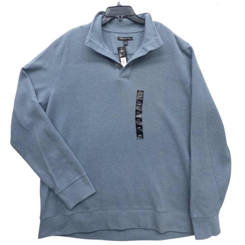 Banana Republic Men's 2XL 1/4 Zip Mock Neck Pullover Sweater Dusty Blue NWT